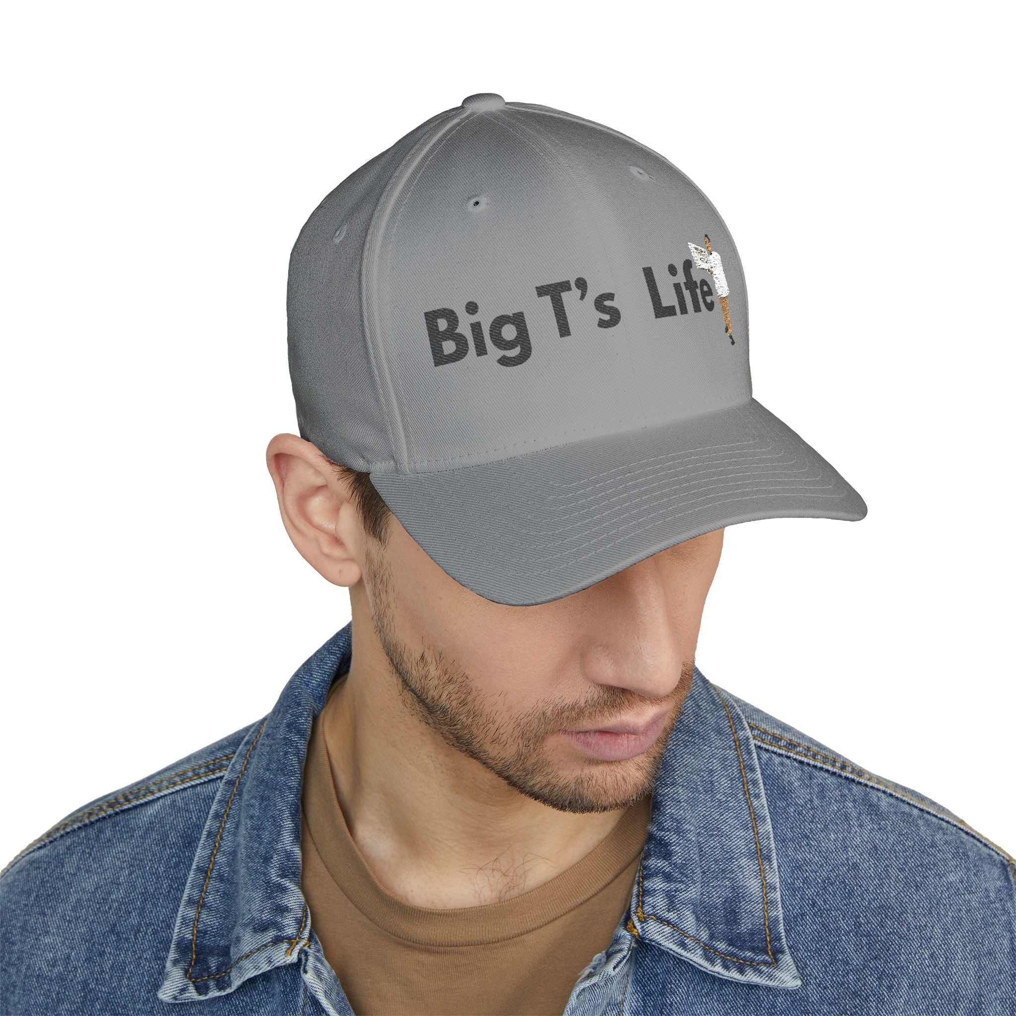 Big T’s Life Embroidered Cap — White Structured Baseball Hat