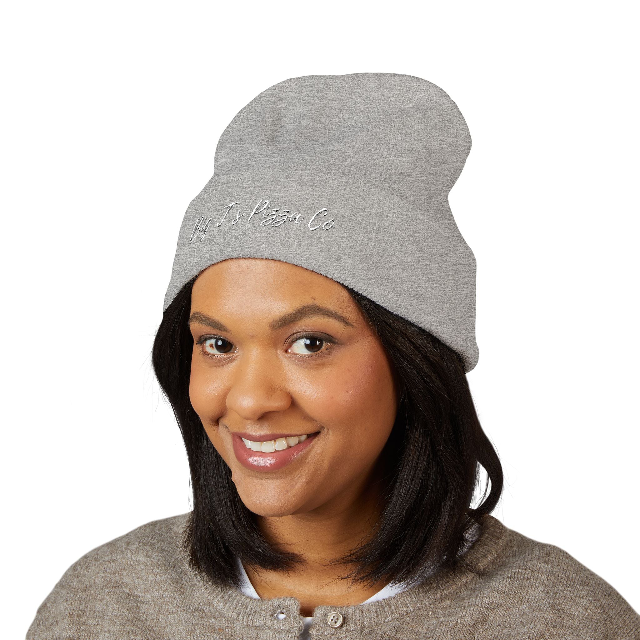 Embroidered 'Big J's Pizza Co' Cuffed Beanie – Cozy Branded Winter Hat