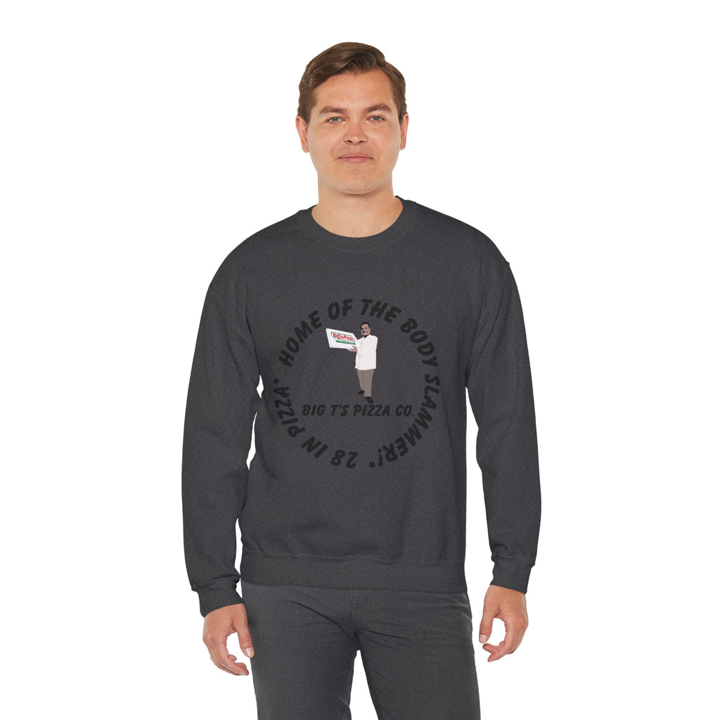 Pizza Shop Crewneck Sweatshirt — "Home of the Body Slammer" Big T's Pizza Co.
