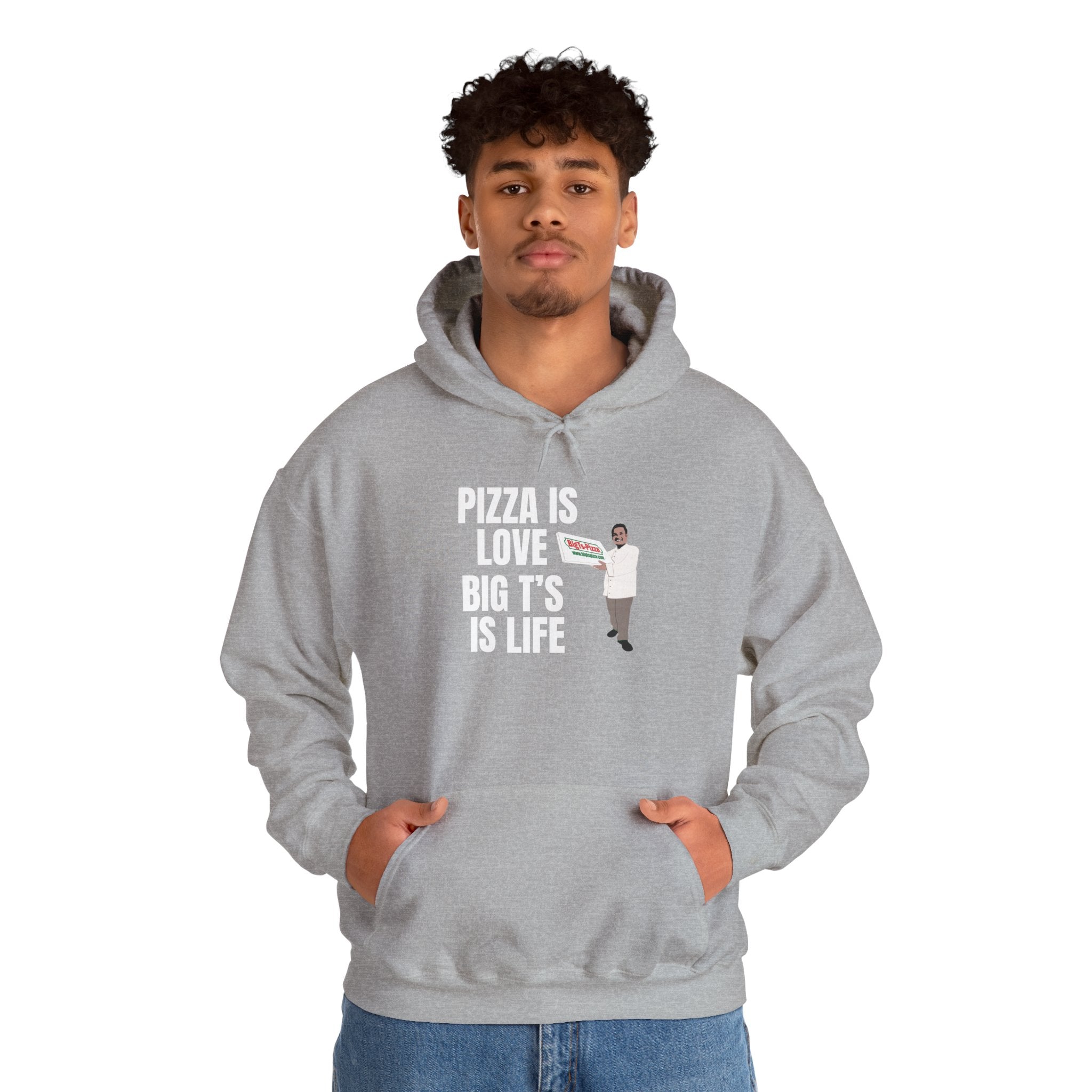 Pizza Is Love Hoodie – Funny Pizza Chef Sweatshirt ("Pizza Is Love Big T's Is Life")