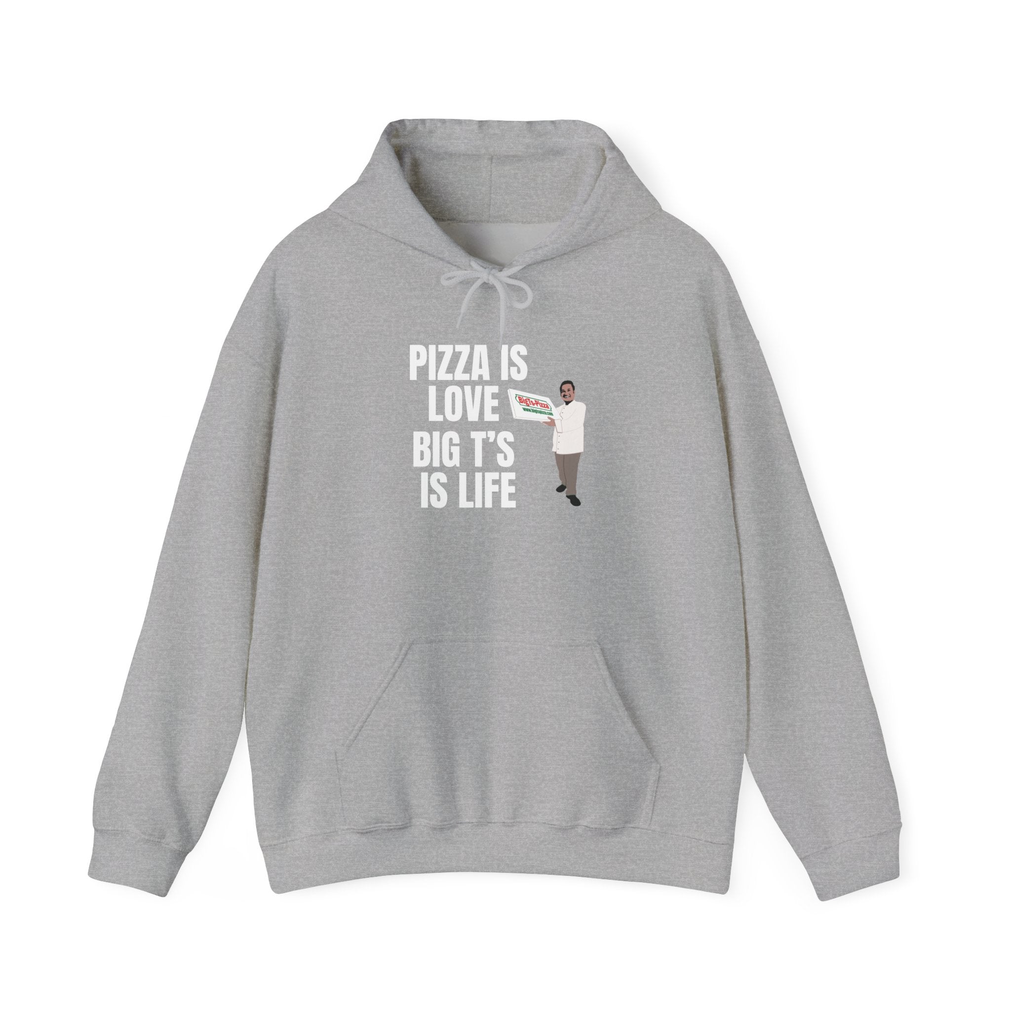 Pizza Is Love Hoodie – Funny Pizza Chef Sweatshirt ("Pizza Is Love Big T's Is Life")