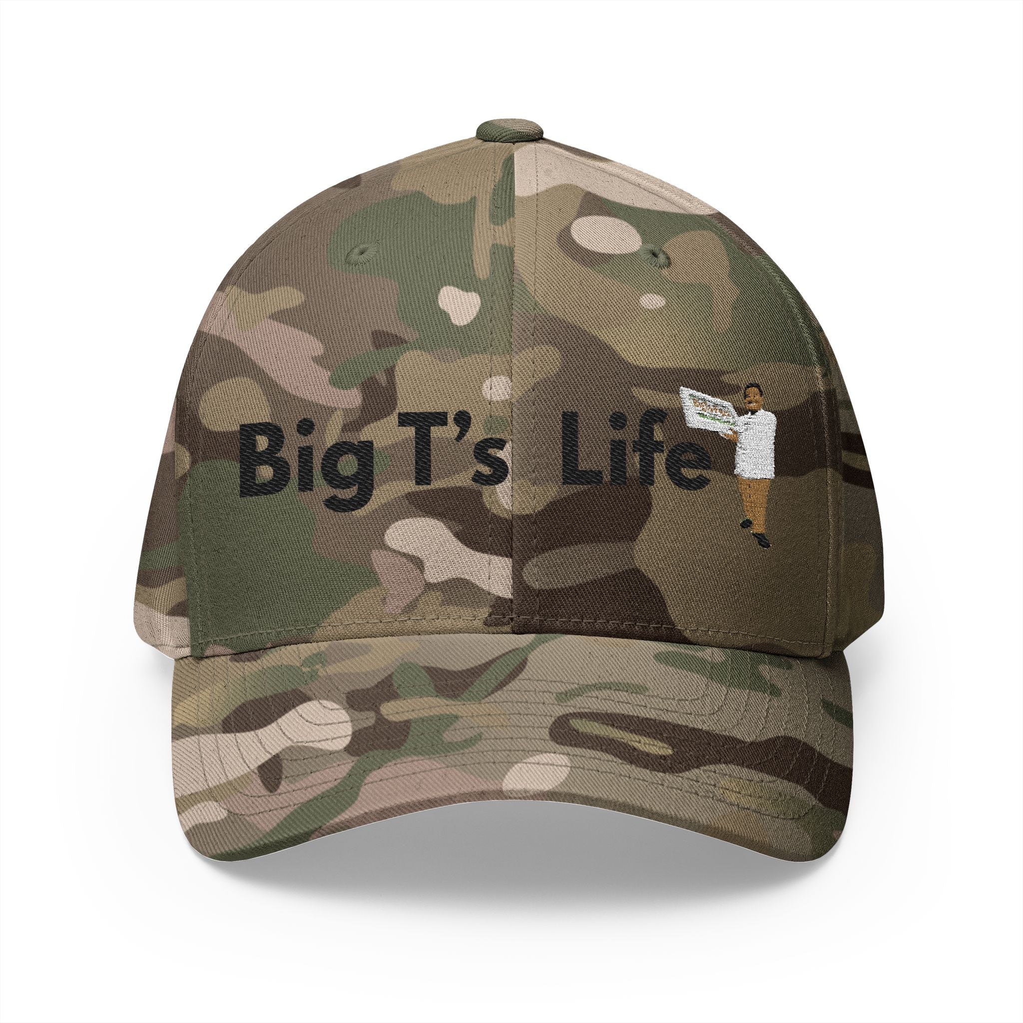 Big T’s Life Embroidered Cap — White Structured Baseball Hat