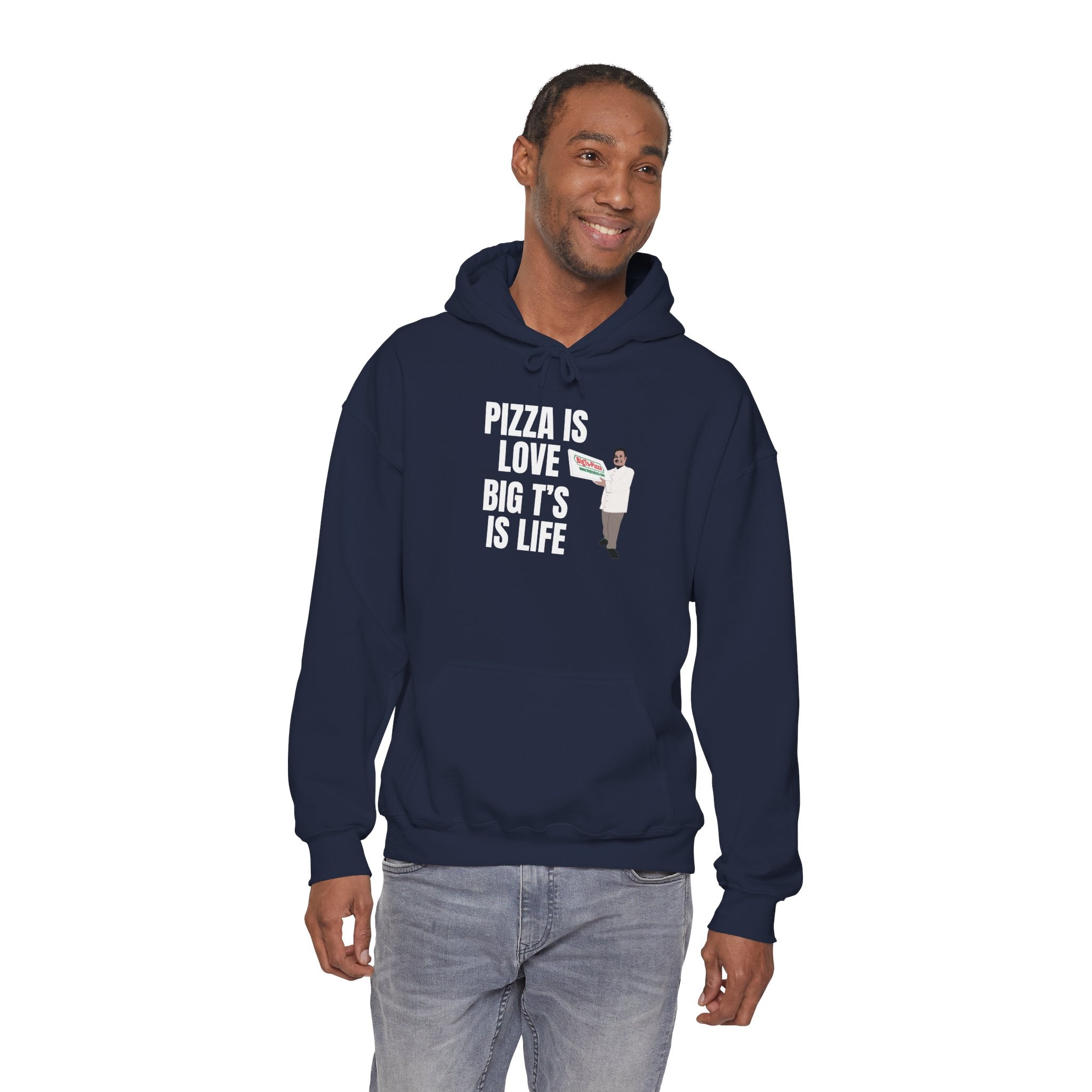 Pizza Is Love Hoodie – Funny Pizza Chef Sweatshirt ("Pizza Is Love Big T's Is Life")